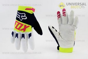 Рукавички мотоциклетні M-білі з кольоровими вставками. FOX (Мотоекіпировка / UM3540-V71)