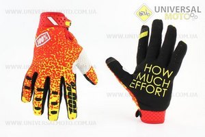 Рукавички мотоциклетні M-червоні з кольоровими вставками. 100% (Мотоекіпировка / UM3541-V10)