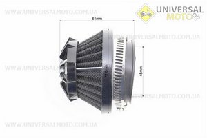 Фільтр повітряний нульовий 45мм прямий "конус" чорний (малий). Китай (Повітряний фільтр / UM3543-V73)