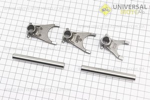 BOXER BM/ВМX 150cм3 Вилка перемикання передач комплект 3шт + 2 вала "PF561002/JD561004/JZ561002" (з розбирання, новий). BAJAJ (Запчастини на мотоцикли Bajaj / UM3580-V16)