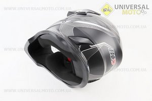 Шолом кросовий/ендуро/АТV зі склом BLD-819-7 S (55-56см), ЧОРНИЙ матовий з біло-сірим малюнком. BLD (Шоломи / UM3600-V14)