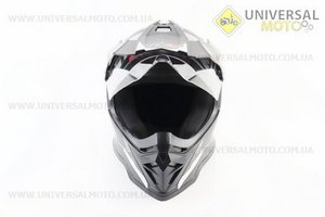 Шолом кросовий/ендуро/АТV зі склом BLD-819-7 М (57-58см), ЧОРНИЙ матовий з біло-сірим малюнком. BLD (Шоломи / UM3600-V16)