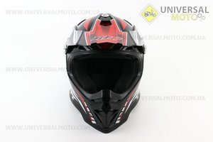 Шолом кросовий/ендуро/АТV BLD-819-7 S (55-56см), ЧОРНИЙ глянець з червоно-біло-сірим малюнком. BLD (Шоломи / UM3600-V19)