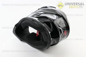 Шолом кросовий/ендуро/АТV BLD-819-7 М (57-58см), ЧОРНИЙ глянець з біло-сірим малюнком. BLD (Шоломи / UM3600-V23)