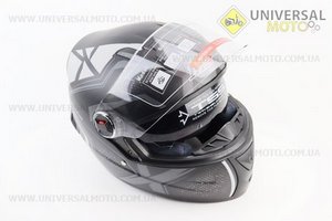 Шолом інтеграл, закритий+окуляри BLD-М61 М (57-58см), ЧОРНИЙ матовий з сірим малюнком. BLD (Шоломи / UM3600-V41)