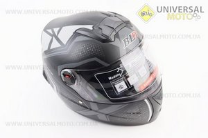 Шолом інтеграл, закритий+окуляри BLD-М61 М (57-58см), ЧОРНИЙ матовий з сірим малюнком. BLD (Шоломи / UM3600-V41)