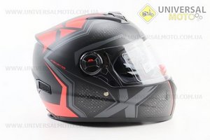 Шолом інтеграл, закритий+окуляри BLD-М61 М (57-58см), ЧОРНИЙ матовий з червоно-сірим малюнком. BLD (Шоломи / UM3600-V42)