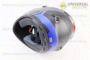 Шолом інтеграл, закритий+окуляри BLD-М61 М (57-58см), ЧОРНИЙ матовий з синьо-сірим малюнком. BLD (Шоломи / UM3600-V44)