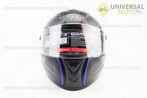 Шолом інтеграл, закритий+окуляри BLD-М61 М (57-58см), ЧОРНИЙ матовий з синьо-сірим малюнком. BLD (Шоломи / UM3600-V44)