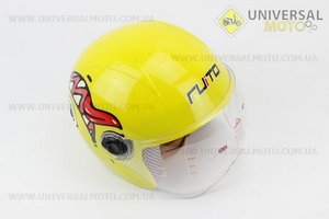 Шолом дитячий відкритий Т68 - ЖОВТИЙ з малюнком червоно-біло-чорним. RUITO (Шоломи / UM3600-V65)