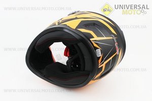 Шолом закритий BLD-М65 S (55-56см), чорний матовий з оранжевим малюнком. F-2 (Шоломи / UM3600-V94)