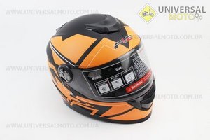 Шолом закритий BLD-М65 S (55-56см), чорний матовий з оранжевим малюнком. F-2 (Шоломи / UM3600-V94)