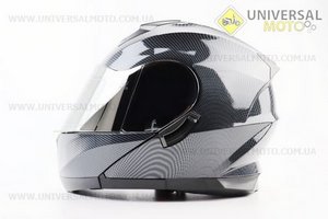 Шолом модуляр, закритий з відкидним підборіддям+відкидні окуляри BLD-162 М (57-58см), "КАРБОН" глянець. BLD (Шоломи / UM3601-V25)