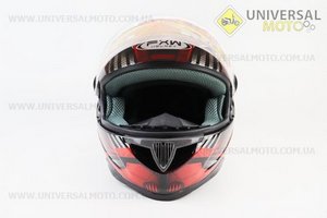 Шолом інтеграл, закритий HF-122 XL, ЧОРНИЙ глянець з червоно-сірим малюнком IRON Q238 (можливий не працюючий повітрозабірник, потертості). FXW (Шоломи / UM3601-V47)