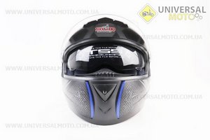 Шолом інтеграл, закритий (сертифікація DOT/ECE)+окуляри SCO-М61 S (55-56см), ЧОРНИЙ матовий з синьо-сірим малюнком. Scorpion (Шоломи / UM3601-V55)