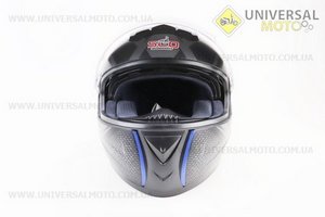 Шолом інтеграл, закритий (сертифікація DOT/ECE)+окуляри SCO-М61 S (55-56см), ЧОРНИЙ матовий з синьо-сірим малюнком. Scorpion (Шоломи / UM3601-V55)