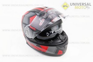 Шолом модуляр, закритий з відкидним підборіддям (сертифікації DOT/ECE)+відкидні окуляри SCO-162 S (55-56см), ЧОРНИЙ матовий з червоно-сірим малюнком. Scorpion (Шоломи / UM3601-V63)