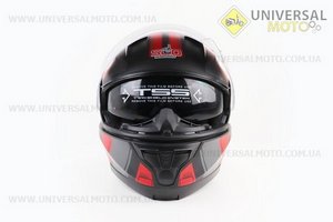 Шолом модуляр, закритий з відкидним підборіддям (сертифікації DOT/ECE)+відкидні окуляри SCO-162 S (55-56см), ЧОРНИЙ матовий з червоно-сірим малюнком. Scorpion (Шоломи / UM3601-V63)