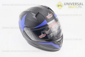 Шолом закритий (сертифікації DOT/ECE) + відкидні окуляри SCO-M67 M-чорний матовий з синьо-сірим малюнком. SCORPION (Шоломи / UM3601-V75)