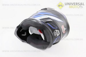 Шолом кросовий/ендуро/АТV зі склом (сертифікації DOT / ECE) SCO-819-7 M-чорний матовий з синьо-біло-сірим малюнком. SCORPION (Шоломи / UM3601-V82)