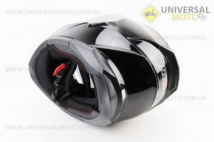 Шолом модуляр, закритий з відкидним підборіддям+відкидні окуляри BLD-162 М (57-58см), ЧОРНИЙ глянець. BLD (Шоломи / UM3601-V98)