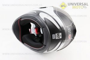 Шолом інтеграл, закритий (сертифікація DOT)+відкидні окуляри BLD-М66 S (55-56см), ЧОРНИЙ матовий з біло-сірим малюнком. BLD (Шоломи / UM3602-V10)