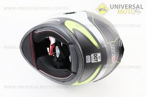 Шолом інтеграл, закритий (сертифікація DOT)+відкидні окуляри BLD-М66 S (55-56см), ЧОРНИЙ матовий з салатово-білим малюнком. BLD (Шоломи / UM3602-V12)