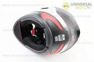 Шолом інтеграл, закритий (сертифікація DOT)+відкидні окуляри BLD-М66 М (57-58см), ЧОРНИЙ матовий з червоно-білим малюнком. BLD (Шоломи / UM3602-V19)