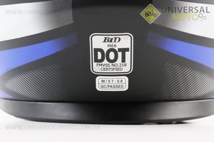 Шолом інтеграл, закритий (сертифікація DOT)+відкидні окуляри BLD-М66 М (57-58см), ЧОРНИЙ матовий з синьо-білим малюнком. BLD (Шоломи / UM3602-V21)