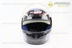 Шолом закритий HK-221 - чорний із синьо-сірим малюнком + комір (можливі подряпини, дефекти фарбування). HTK (Шоломи / UM3602-V43)