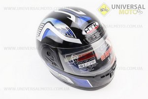 Шолом закритий HK-221 - чорний із синьо-сірим малюнком + комір (можливі подряпини, дефекти фарбування). HTK (Шоломи / UM3602-V43)