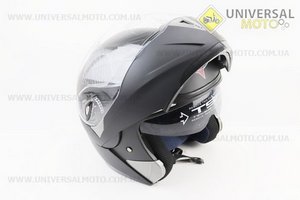 Шолом модуляр, закритий з відкидним підборіддям+відкидні окуляри BLD-158 М (57-58см), ЧОРНИЙ матовий. BLD (Шоломи / UM3602-V47)