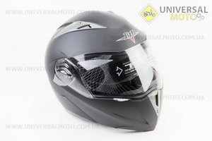 Шолом модуляр, закритий з відкидним підборіддям+відкидні окуляри BLD-158 М (57-58см), ЧОРНИЙ матовий. BLD (Шоломи / UM3602-V47)