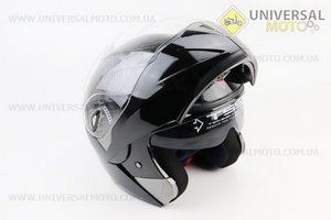 Шолом модуляр, закритий з відкидним підборіддям+відкидні окуляри BLD-158 S (55-56см), ЧОРНИЙ глянець. BLD (Шоломи / UM3602-V48)