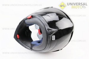 Шолом модуляр, закритий з відкидним підборіддям+відкидні окуляри BLD-158 S (55-56см), ЧОРНИЙ глянець. BLD (Шоломи / UM3602-V48)