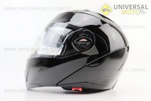 Шолом модуляр, закритий з відкидним підборіддям+відкидні окуляри BLD-158 S (55-56см), ЧОРНИЙ глянець. BLD (Шоломи / UM3602-V48)