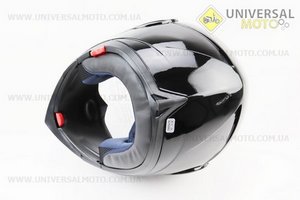 Шолом модуляр, закритий з відкидним підборіддям+відкидні окуляри BLD-158 М (57-58см), ЧОРНИЙ глянець. BLD (Шоломи / UM3602-V49)