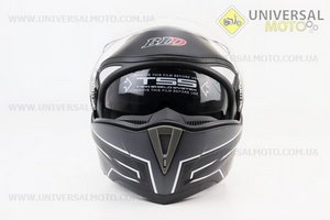 Шолом модуляр, закритий з відкидним підборіддям+відкидні окуляри BLD-158 S (55-56см), ЧОРНИЙ матовий з біло-сірим малюнком. BLD (Шоломи / UM3602-V50)