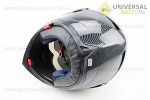 Шолом модуляр, закритий з відкидним підборіддям+відкидні окуляри BLD-158 S (55-56см), "КАРБОН" глянець. BLD (Шоломи / UM3602-V52)