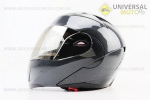 Шолом модуляр, закритий з відкидним підборіддям+відкидні окуляри BLD-158 S (55-56см), "КАРБОН" глянець. BLD (Шоломи / UM3602-V52)