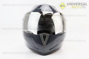 Шолом модуляр, закритий з відкидним підборіддям+відкидні окуляри BLD-158 S (55-56см), "КАРБОН" глянець. BLD (Шоломи / UM3602-V52)