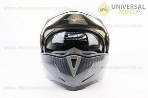 Шолом модуляр, закритий з відкидним підборіддям+відкидні окуляри BLD-158 S (55-56см), "КАРБОН" глянець. BLD (Шоломи / UM3602-V52)