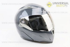 Шолом модуляр, закритий з відкидним підборіддям+відкидні окуляри BLD-158 S (55-56см), "КАРБОН" глянець. BLD (Шоломи / UM3602-V52)