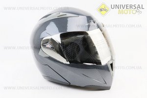 Шолом модуляр, закритий з відкидним підборіддям+відкидні окуляри BLD-158 М (57-58см), "КАРБОН" глянець. BLD (Шоломи / UM3602-V53)