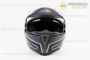 Шолом модуляр, закритий з відкидним підборіддям+відкидні окуляри BLD-158 М (57-58см), ЧОРНИЙ матовий з біло-сірим малюнком. BLD (Шоломи / UM3602-V54)