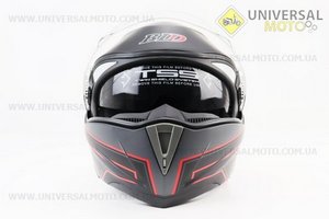 Шолом модуляр, закритий з відкидним підборіддям+відкидні окуляри BLD-158 М (57-58см), ЧОРНИЙ матовий з червоно-сірим малюнком. BLD (Шоломи / UM3602-V55)