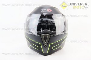 Шолом модуляр, закритий з відкидним підборіддям+відкидні окуляри BLD-158 М (57-58см), ЧОРНИЙ матовий з салатово-сірим малюнком. BLD (Шоломи / UM3602-V56)