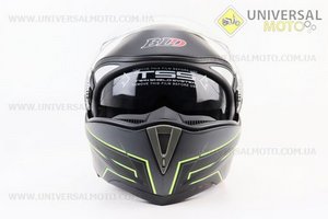 Шолом модуляр, закритий з відкидним підборіддям+відкидні окуляри BLD-158 М (57-58см), ЧОРНИЙ матовий з салатово-сірим малюнком. BLD (Шоломи / UM3602-V56)