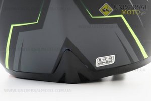 Шолом модуляр, закритий з відкидним підборіддям+відкидні окуляри BLD-158 М (57-58см), ЧОРНИЙ матовий з салатово-сірим малюнком. BLD (Шоломи / UM3602-V56)