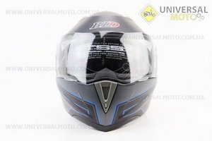 Шолом модуляр, закритий з відкидним підборіддям+відкидні окуляри BLD-158 М (57-58см), ЧОРНИЙ матовий з синьо-сірим малюнком. BLD (Шоломи / UM3602-V57)